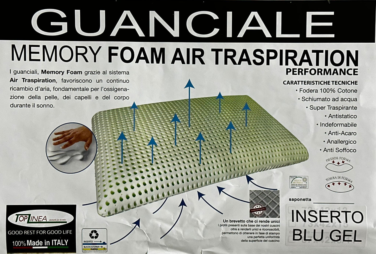 Guanciale Saponetta inserto Gel | Memory Foam Air Traspiration