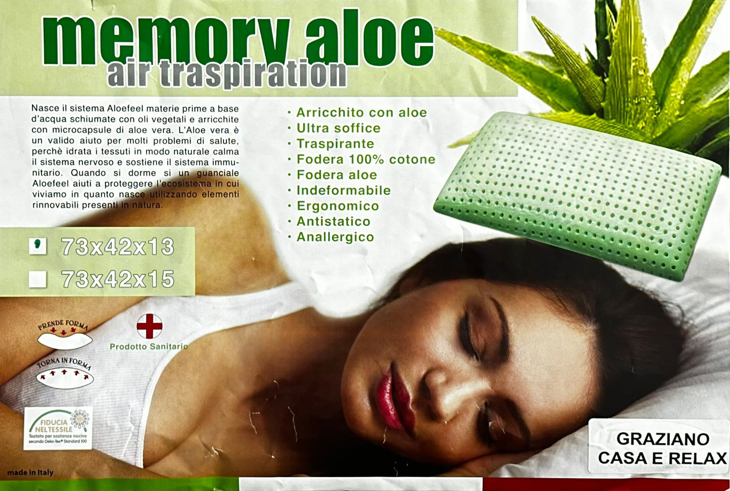 Guanciale Saponetta Aloe | Memory Aloe Air Traspiration